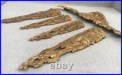 Large antique french furniture ornaments set 19th century gilded bronze Louis XV
