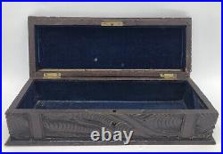 Large antique german black forest glove box early 1900's woodwork
