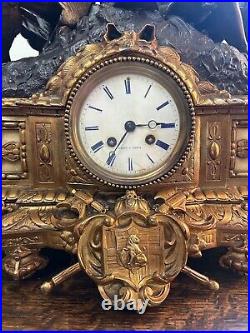 Large ornate late 19th century french Leroy mantle clock antique