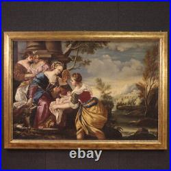 Moses saved from the waters antique painting oil on canvas art 18th century