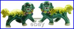 Pair Large Antique Early 20th Century Chinese Porcelain Foo Dog Figurines