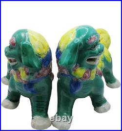 Pair Large Antique Early 20th Century Chinese Porcelain Foo Dog Figurines