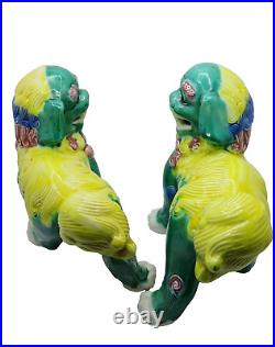 Pair Large Antique Early 20th Century Chinese Porcelain Foo Dog Figurines