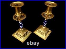 Pair Of Antique Candlesticks French Bronze Oromlou Victorian 19th Century Large