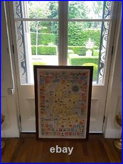 RARE Frame Scotland Map 1952 Mid Century Large Scottish Clan Tartan Vintage #mcm