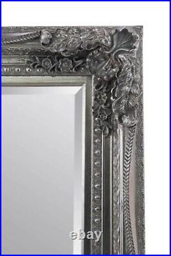 Silver Large Mirror Wall Leaner Carved Louis Antique 122cm-215cm x 90cm-154cm