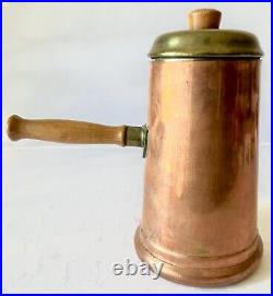 Vintage 20th Century Large Copper Brewing Coffee Kettle Pot with Wooden Handle