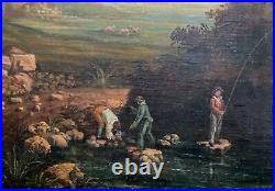 WONDERFUL EARLY 19th-CENTURY ANTIQUE CONTINENTAL LANDSCAPE OIL PAINTING